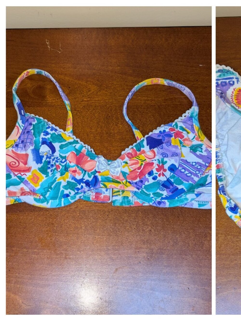 Vtg Jantzen Bikini 2 Piece Bikini Bathing Suit Size 10 Floral 80s 90s Underwire